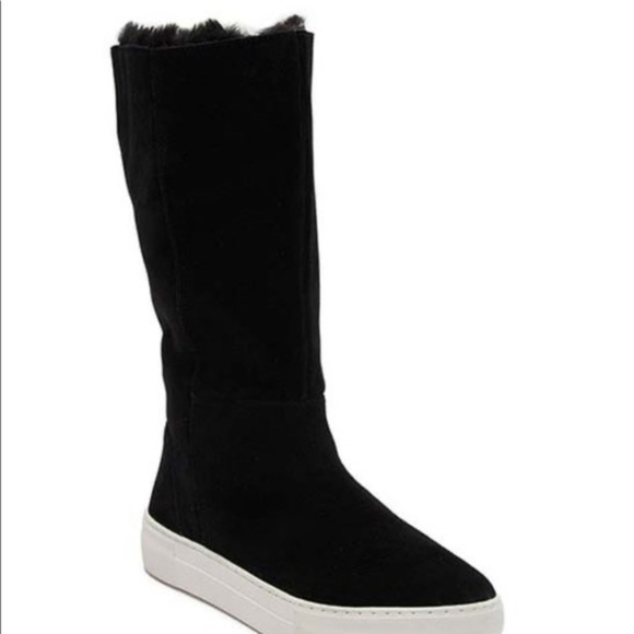 J Slides Antonia Black Suede faux Fur Boots Sz 10 - Picture 15 of 15